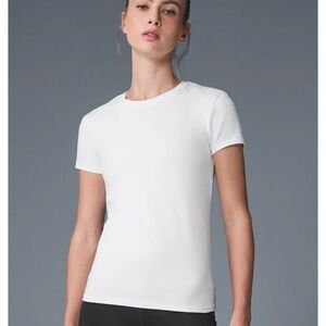 Alosoft Finesse Short Sleeve White Tee Alo